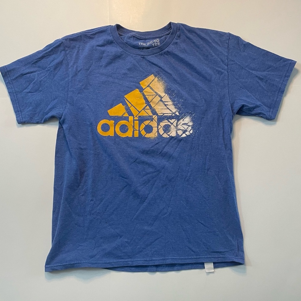Adidas Go To Tee Blue Graphic Print T-Shirt Youth Unisex Large 14/16